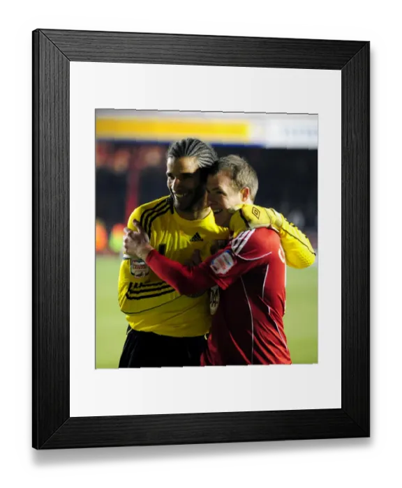 Framed Print : Bristol City's David James and David Clarkson Celebrate Goal vs. Cardiff City (01.01.2011) Framed Print : Bristol City's David James and David Clarkson Celebrate Goal vs. Cardiff City (01.01.2011)