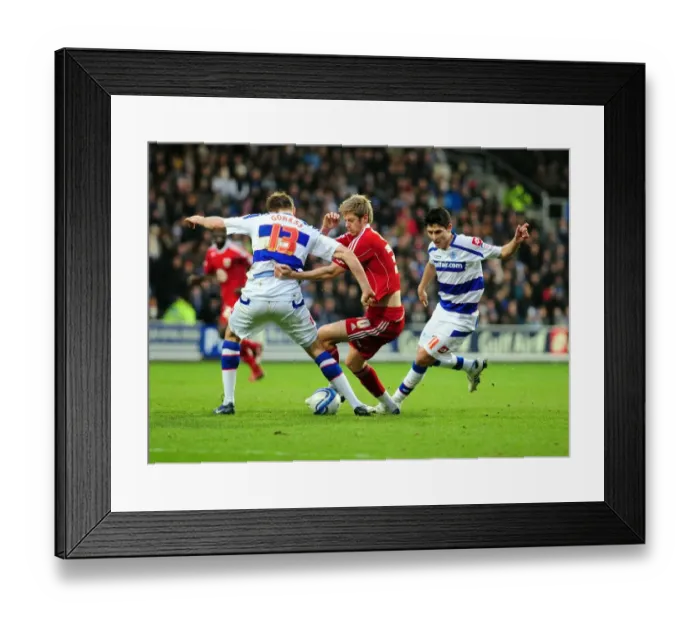 Framed Print : Bristol City's Jon Stead Foul by Kaspars Gorkss in QPR vs. Bristol City Championship Match Framed Print : Bristol City's Jon Stead Foul by Kaspars Gorkss in QPR vs. Bristol City Championship Match