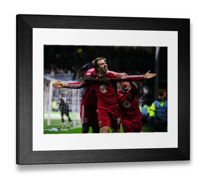 Framed Print : Brett Pitman's Epic Goal Celebration: A Memorable Moment for Bristol City in the Championship Match Against QPR (03 / 01 / 2011) Framed Print : Brett Pitman's Epic Goal Celebration: A Memorable Moment for Bristol City in the Championship Match Against QPR (03 / 01 / 2011)