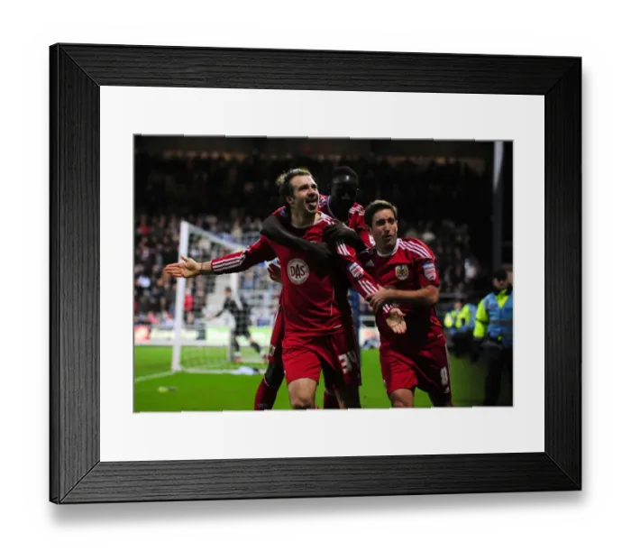 Framed Print : Brett Pitman's Epic Goal Celebration: A Memorable Moment for Bristol City in the Championship (03 / 01 / 2011) - QPR v Bristol City