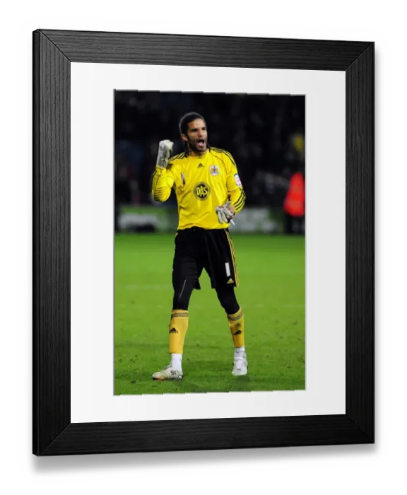Framed Print : David James Triumph: Celebrating Bristol City's Win Against QPR (03.01.2011)