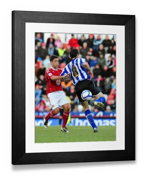 Framed Print : Battling for FA Cup Supremacy: Lee Johnson vs. Tommy Miller (Bristol City vs. Sheffield Wednesday, 08 / 01 / 2011) Framed Print : Battling for FA Cup Supremacy: Lee Johnson vs. Tommy Miller (Bristol City vs. Sheffield Wednesday, 08 / 01 / 2011)
