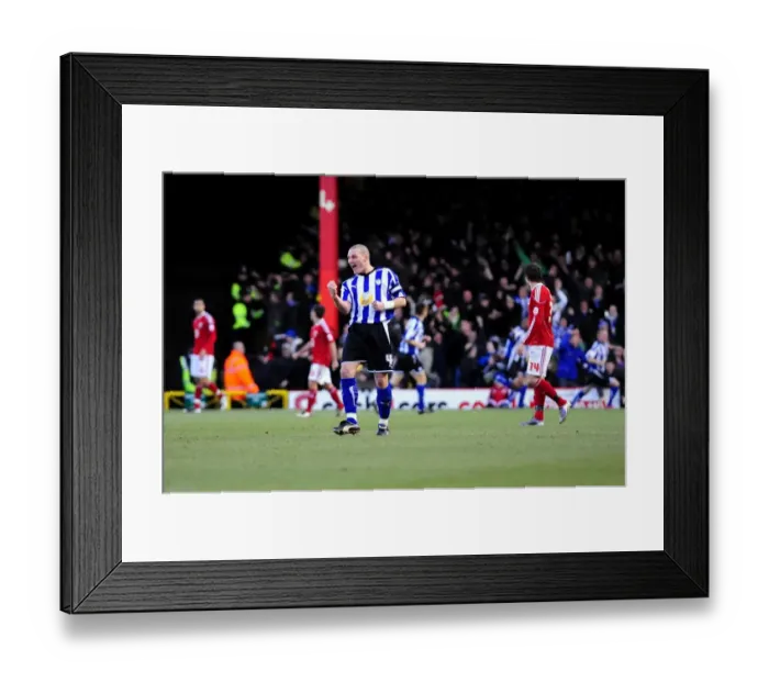 Framed Print : Darren Purse's Euphoric Moment: Sheffield Wednesday's FA Cup Victory over Bristol City (08.01.2011)