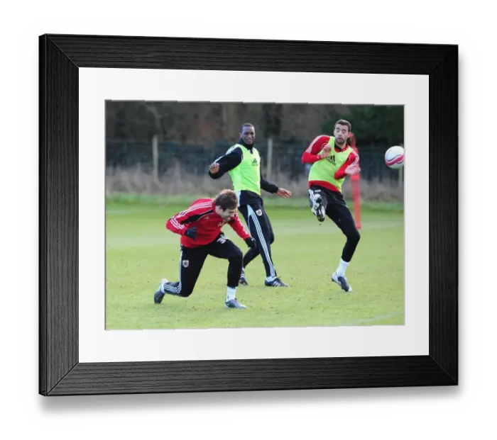 Framed Print : Bristol City First Team: Gearing Up for the Pitch - January 2011 Training Session