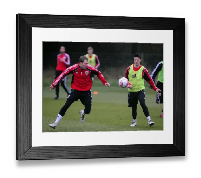 Framed Print : Bristol City First Team: Gearing Up for the 2010-11 Season - Training Session on January 13, 2011