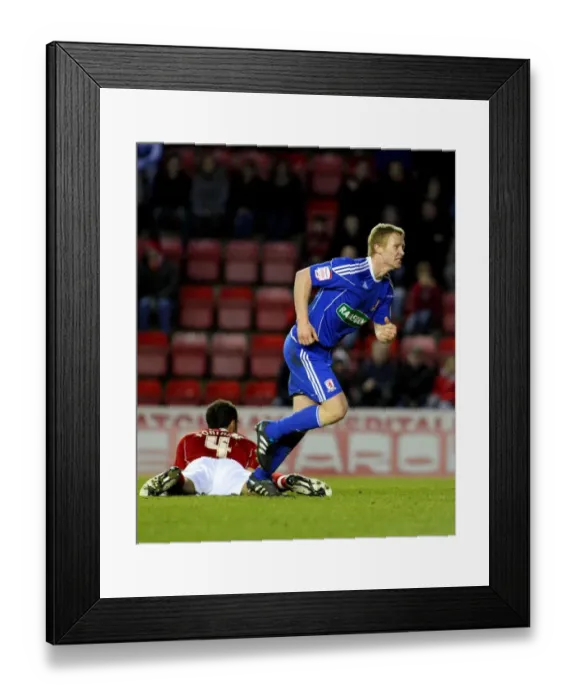 Framed Print : Barry Robson's Goal Celebration: Middlesbrough's Victory at Bristol City Championship Match, 15th January 2011 Framed Print : Barry Robson's Goal Celebration: Middlesbrough's Victory at Bristol City Championship Match, 15th January 2011