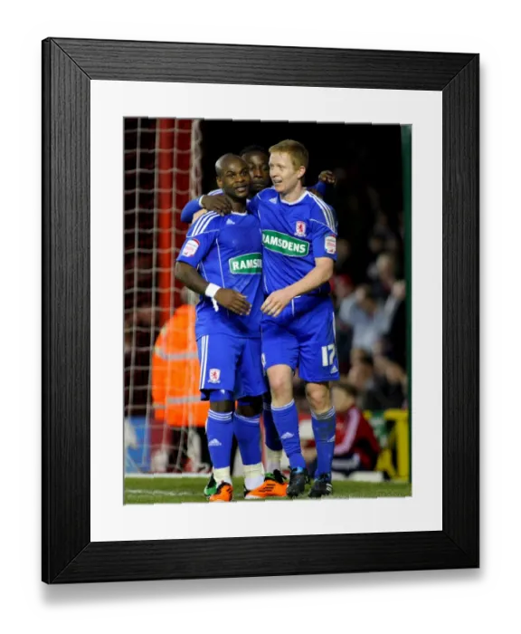 Framed Print : Middlesbrough's Barry Robson and Leroy Lita Celebrate Goal in Bristol City vs Middlesbrough Championship Match, 2011 Framed Print : Middlesbrough's Barry Robson and Leroy Lita Celebrate Goal in Bristol City vs Middlesbrough Championship Match, 2011