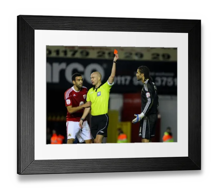 Framed Print : Shocking Red Card: David James Unexpected Dismissal Against Middlesbrough (Bristol City vs. Middlesbrough, Championship Football, 15 / 01 / 2011)