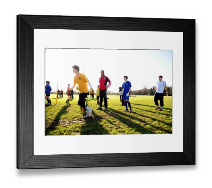 Framed Print : David James at Ashton Park School with Bristol City First Team - Season 10-11