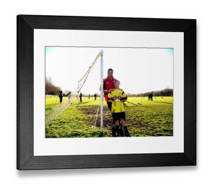 Framed Print : Bristol City First Team at Ashton Park School with David James - Season 10-11