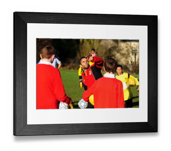 Framed Print : David James Inspires Young Footballers at Ashton Park School with Bristol City FC - Season 10-11 Framed Print : David James Inspires Young Footballers at Ashton Park School with Bristol City FC - Season 10-11