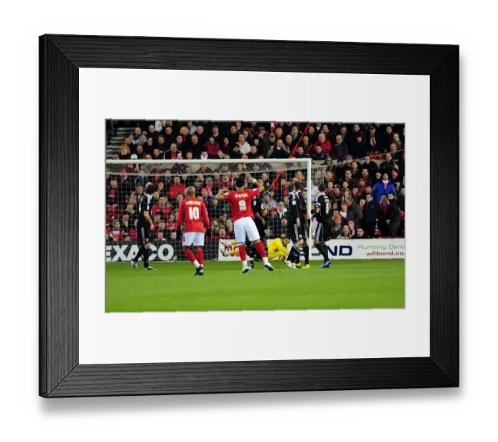 Framed Print : David James Saves Free Kick from Lewis McGugan in Nottingham Forest vs. Bristol City Championship Clash