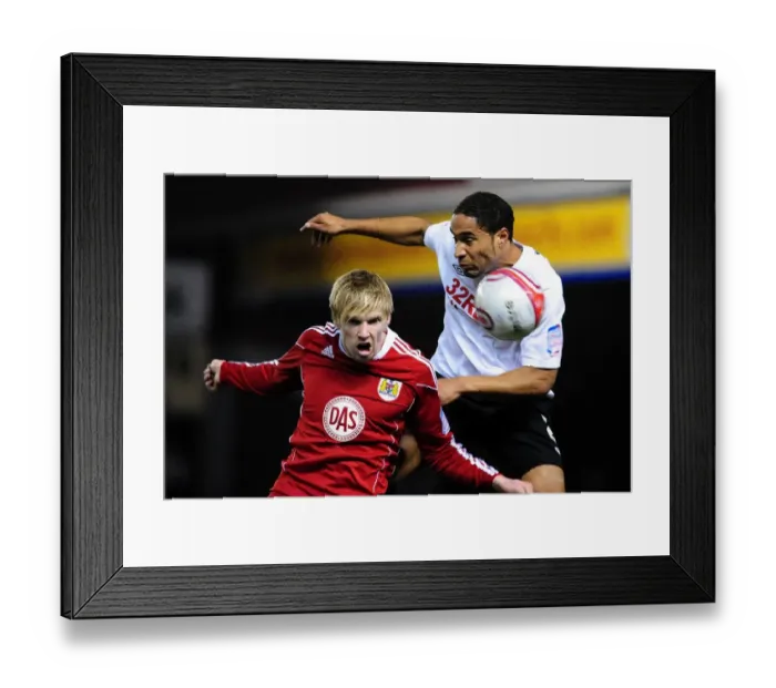 Framed Print : Bristol City vs Swansea City: Intense Battle between Andy Keogh and Ashley Williams - Championship Football Match, January 2011