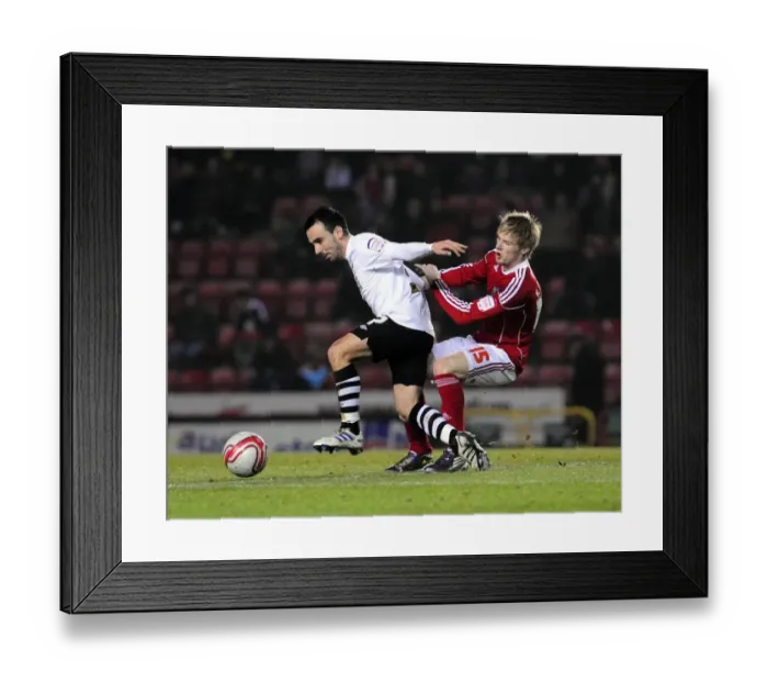 Framed Print : Bristol City vs Swansea City: Intense Battle for Possession between Leon Britton and Andy Keogh (Championship Football Match, 01 / 02 / 2011)