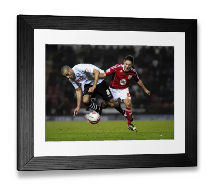 Framed Print : Battling for Championship Supremacy: Johnson vs. Pratley (2011) - Bristol City vs. Swansea City