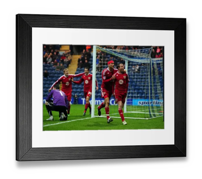 Framed Print : Bristol City's David Clarkson: Celebrating Championship Glory Over Preston North End (05 / 02 / 2011)