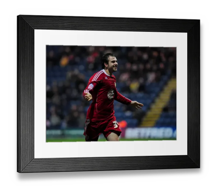 Framed Print : Brett Pitman's Euphoric Goal Celebration: Preston North End vs. Bristol City (Championship 2011)