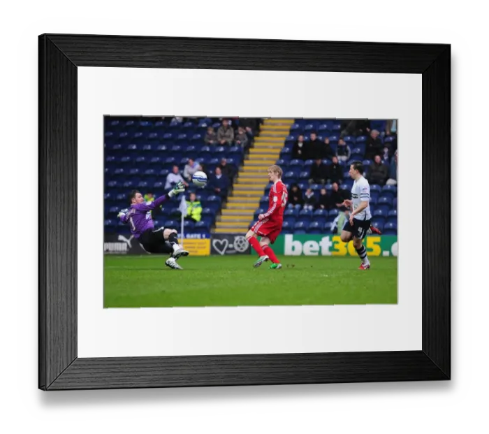 Framed Print : Andy Keogh Scores First Goal: Preston North End vs. Bristol City, Championship Match, 05 / 02 / 2011