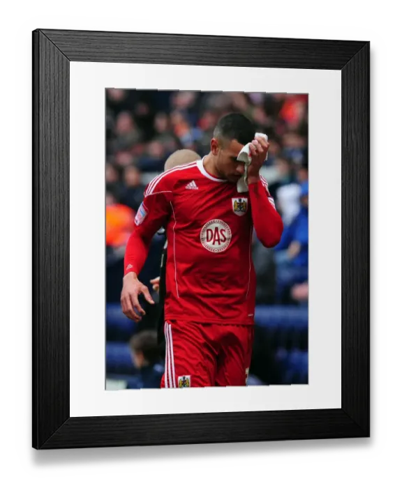 Framed Print : Bristol City's Steven Caulker Receives Stitches: Preston North End vs. Bristol City (Championship), February 5, 2011
