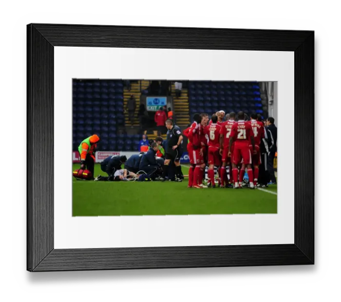 Framed Print : Bristol City's Agonizing Moment: Martyn Woolford Witnesses Conor McLaughlin's Devastating Injury vs Preston North End (Feb 2011) Framed Print : Bristol City's Agonizing Moment: Martyn Woolford Witnesses Conor McLaughlin's Devastating Injury vs Preston North End (Feb 2011)