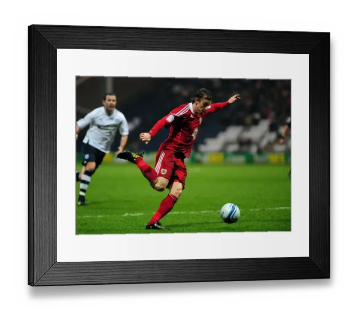 Framed Print : Championship Showdown: Martyn Woolford's Intense Moment at Preston North End (05 / 02 / 2011)