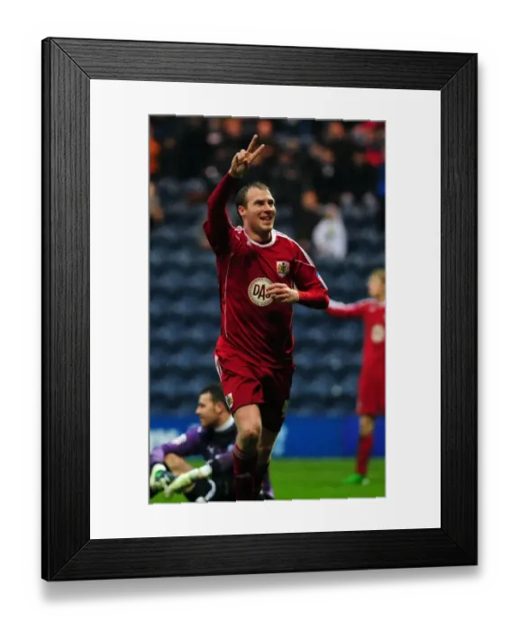 Framed Print : Euphoria Unleashed: David Clarkson's Thrilling Goal Celebration (Bristol City's Historic Moment in Championship: vs. Preston, 05 / 02 / 2011) Framed Print : Euphoria Unleashed: David Clarkson's Thrilling Goal Celebration (Bristol City's Historic Moment in Championship: vs. Preston, 05 / 02 / 2011)