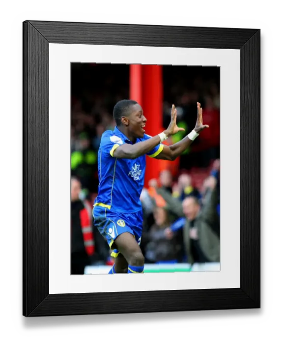Framed Print : Max Gradel's Euphoric Moment: Leeds United's Championship Victory Over Bristol City, 12th February 2011