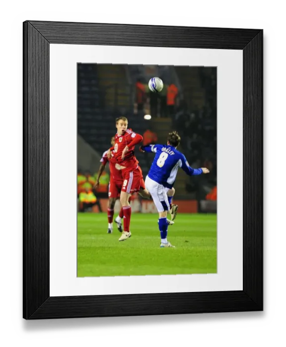 Framed Print : Clash at Walkers Stadium: David Clarkson vs. Matt Oakley - Leicester City vs. Bristol City, Championship Football, 18 / 02 / 2011