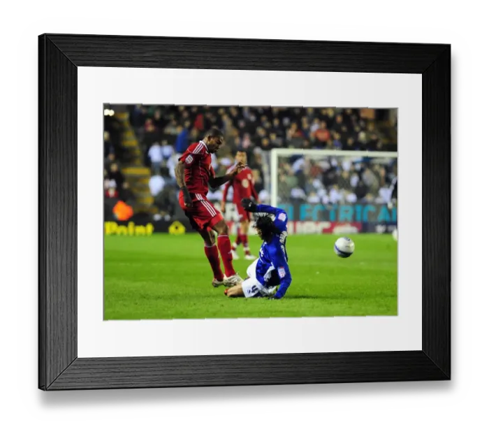 Framed Print : Marvin Elliott Foul by Patrick van Aanholt: Leicester City vs. Bristol City Championship Clash (18 / 02 / 2011)