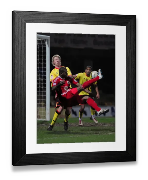 Framed Print : Marvin Elliott's Overhead Kick Attempt vs. Watford, 2011 - Championship Football Match Framed Print : Marvin Elliott's Overhead Kick Attempt vs. Watford, 2011 - Championship Football Match
