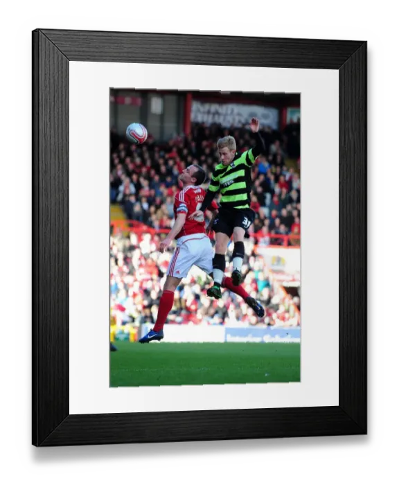 Framed Print : Battling for Championship Supremacy: Carey vs Duffy, Bristol City vs Scunthorpe United, February 2010 Framed Print : Battling for Championship Supremacy: Carey vs Duffy, Bristol City vs Scunthorpe United, February 2010