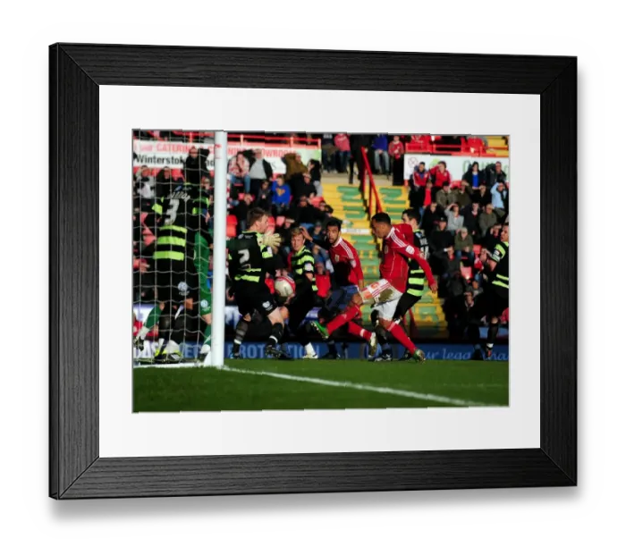 Framed Print : Dramatic Last-Minute Defence: Liam Fontaine's Header Denied at Ashton Gate, Bristol City vs Scunthorpe United, Championship Football Match, 2010