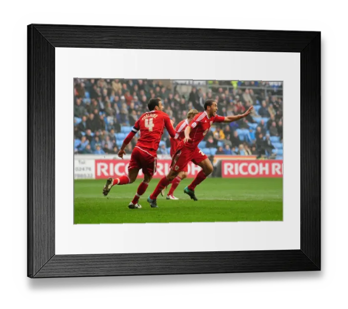 Framed Print : Bristol City's Lewin Nyatanga Scores His Second Goal: Triumphant Moment in Coventry City vs. Bristol City Championship Match (05-03-2011) Framed Print : Bristol City's Lewin Nyatanga Scores His Second Goal: Triumphant Moment in Coventry City vs. Bristol City Championship Match (05-03-2011)