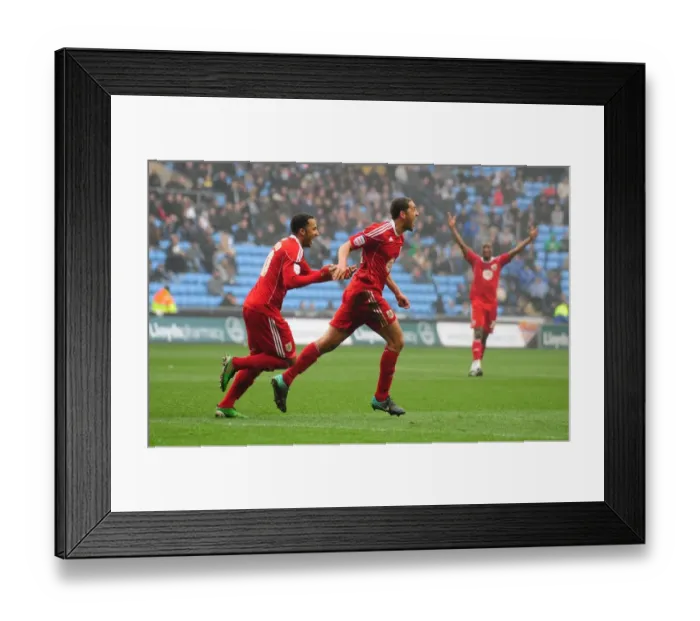 Framed Print : Bristol City's Lewin Nyatanga Rejoices in Scoring the Second Goal Against Coventry City - Championship Match, 5th March 2011 Framed Print : Bristol City's Lewin Nyatanga Rejoices in Scoring the Second Goal Against Coventry City - Championship Match, 5th March 2011