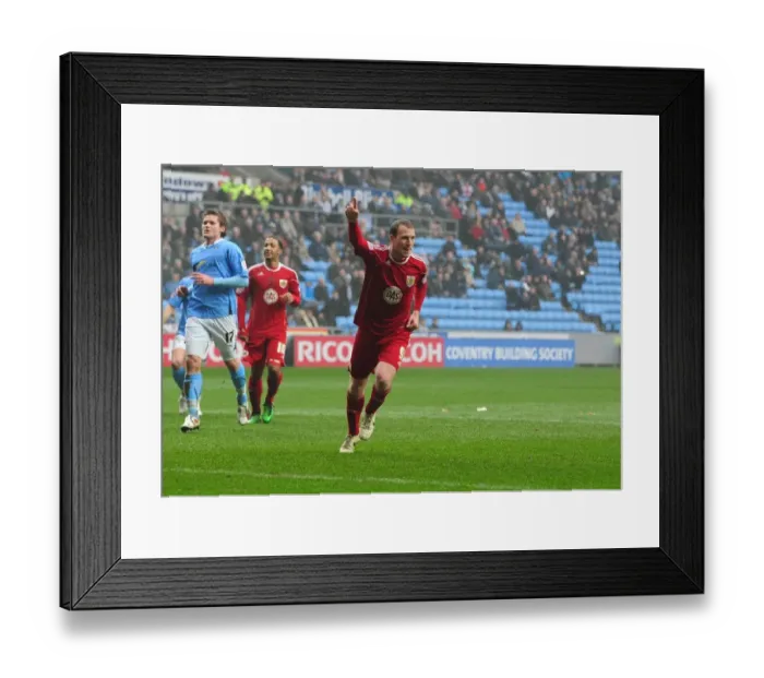 Framed Print : David Clarkson's Goal Celebration: Coventry City vs. Bristol City, Championship Match, 05-03-2011