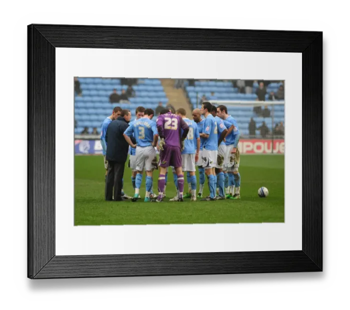 Framed Print : Aidy Boothroyd Delivers Half-Time Pep Talk on Coventry City's Pitch vs. Bristol City (05 / 03 / 2011) Framed Print : Aidy Boothroyd Delivers Half-Time Pep Talk on Coventry City's Pitch vs. Bristol City (05 / 03 / 2011)