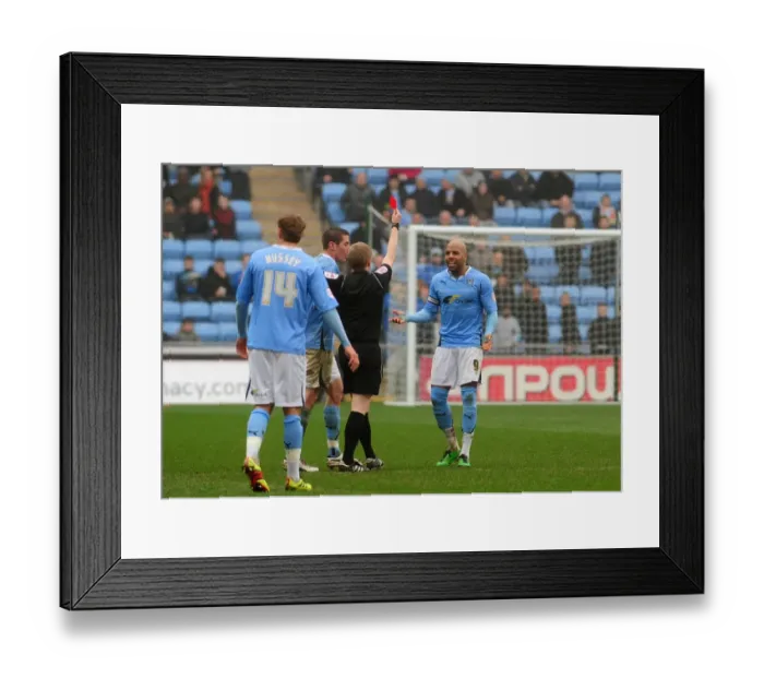 Framed Print : Marlon King's Red Card: Coventry City vs. Bristol City, Championship Clash at Ricoh Arena (05 / 03 / 2011) Framed Print : Marlon King's Red Card: Coventry City vs. Bristol City, Championship Clash at Ricoh Arena (05 / 03 / 2011)