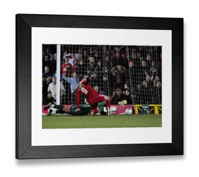 Framed Print : Disallowed Goal: David Clarkson Scores for Bristol City Against Portsmouth in Championship Match, 8th March 2011 Framed Print : Disallowed Goal: David Clarkson Scores for Bristol City Against Portsmouth in Championship Match, 8th March 2011