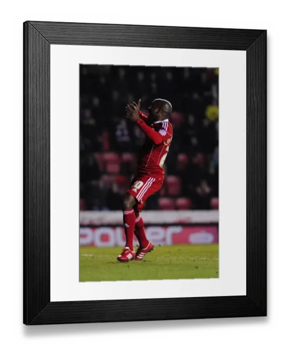 Framed Print : Bristol City's Jamal Campbell-Ryce Celebrates Second Goal vs. Portsmouth in Championship Match, March 2011 (Ashton Gate Stadium) Framed Print : Bristol City's Jamal Campbell-Ryce Celebrates Second Goal vs. Portsmouth in Championship Match, March 2011 (Ashton Gate Stadium)