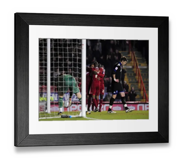Framed Print : Bristol City's Double Lead: Nicky Maynard and Team Celebrate Portsmouth Own Goal (Championship Football, 08-03-2011) Framed Print : Bristol City's Double Lead: Nicky Maynard and Team Celebrate Portsmouth Own Goal (Championship Football, 08-03-2011)