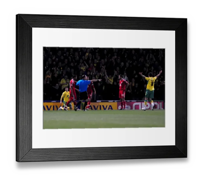 Framed Print : Bristol City's Liam Fontaine Concedes Early Penalty Against Norwich City (14 / 03 / 2011)