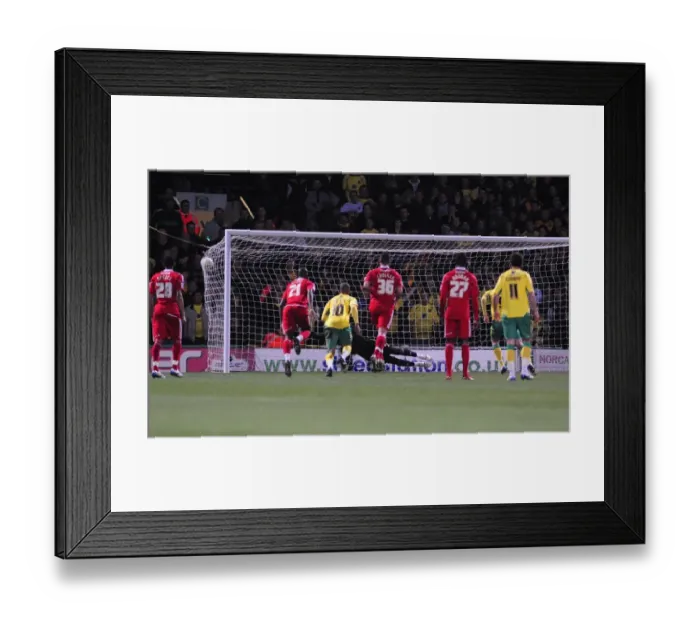 Framed Print : Norwich City's Grant Holt Scores Penalty Past Bristol City's David James - 14 / 03 / 2011 - Championship Football Match Framed Print : Norwich City's Grant Holt Scores Penalty Past Bristol City's David James - 14 / 03 / 2011 - Championship Football Match