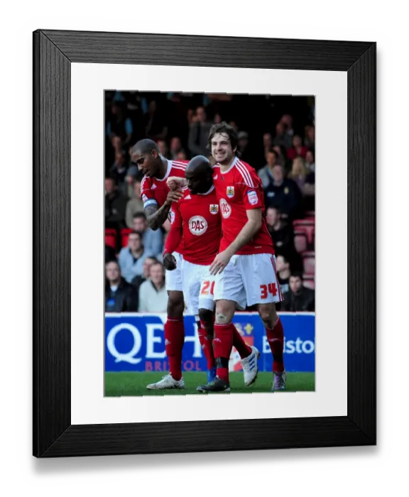 Framed Print : Brett Pitman Scores the Opener: A Championship Thriller - Bristol City vs. Burnley (19 / 03 / 2011)