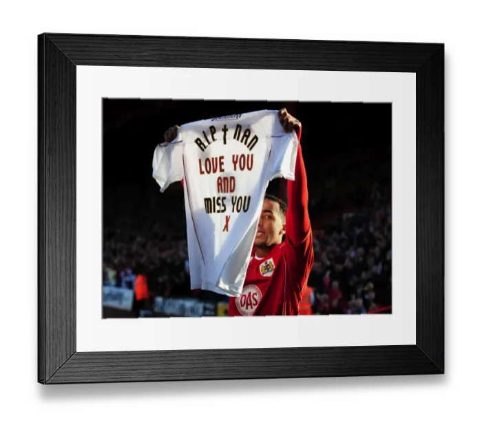 Framed Print : Nicky Maynard Honors Late Nan with Emotional Goal Celebration: Bristol City vs Burnley, Championship 2011