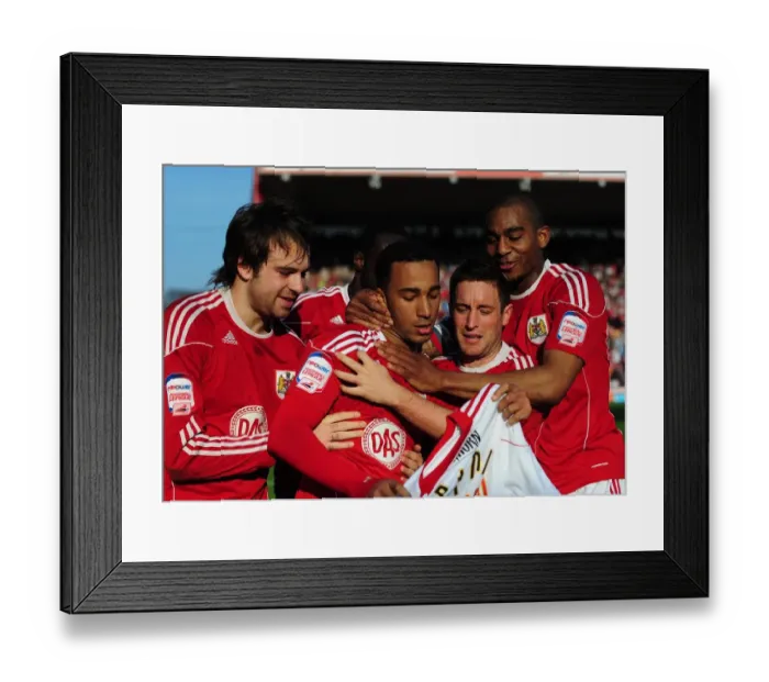 Framed Print : Nicky Maynard's Double: Celebrating with Team Mates after Scoring the Second Goal for Bristol City against Burnley (Championship 2011) Framed Print : Nicky Maynard's Double: Celebrating with Team Mates after Scoring the Second Goal for Bristol City against Burnley (Championship 2011)