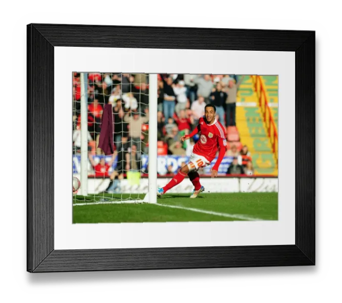 Framed Print : Nicky Maynard's Euphoric Championship Goal Celebration: A Memorable Moment at Ashton Gate (Bristol City vs Burnley, March 19, 2011)