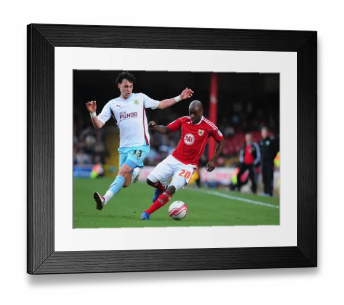 Framed Print : Bristol City vs. Burnley: Jamal Campbell-Ryce vs. Chris Eagles Battle for the Ball - Championship Match, 2011