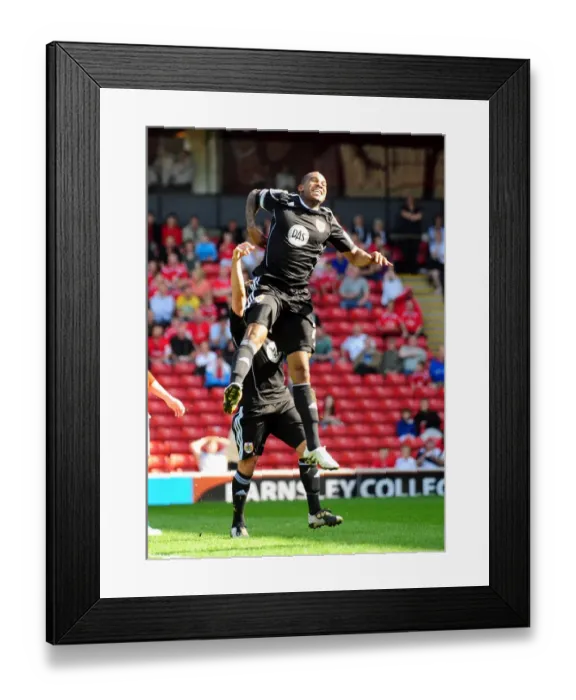 Framed Print : Marvin Elliott Scores the Opener: Championship Thriller at Barnsley's Oakwell Stadium (2011)