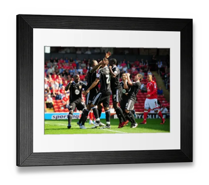 Framed Print : Marvin Elliott Scores the Opener: A Championship Thriller at Oakwell Stadium (Barnsley vs. Bristol City, 09 / 04 / 2011)