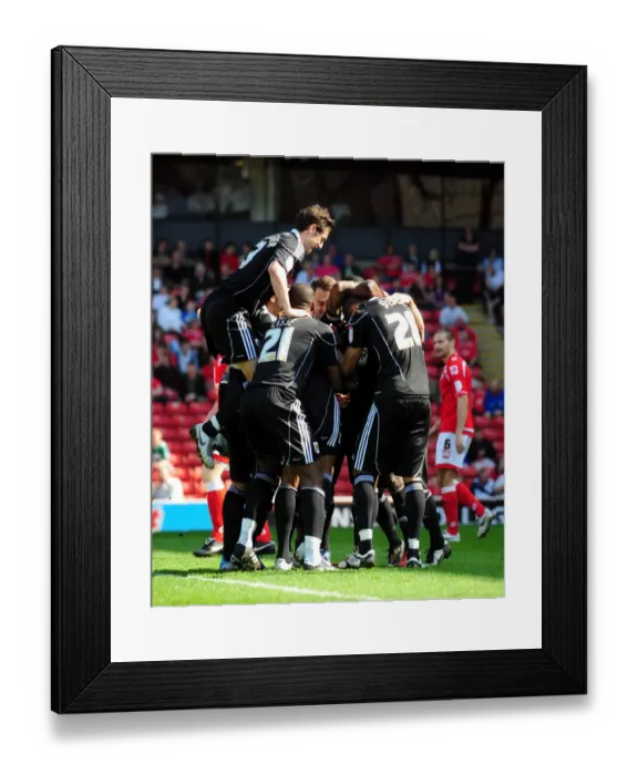 Framed Print : Marvin Elliott Scores the Opener: Thrilling Championship Clash at Oakwell Stadium (Barnsley vs. Bristol City, 09 / 04 / 2011)